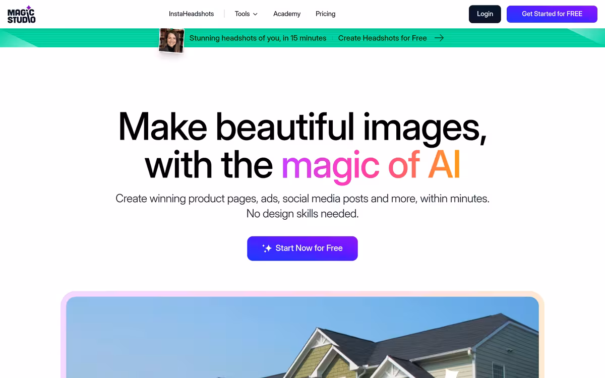 Magic Studio homepage screenshot