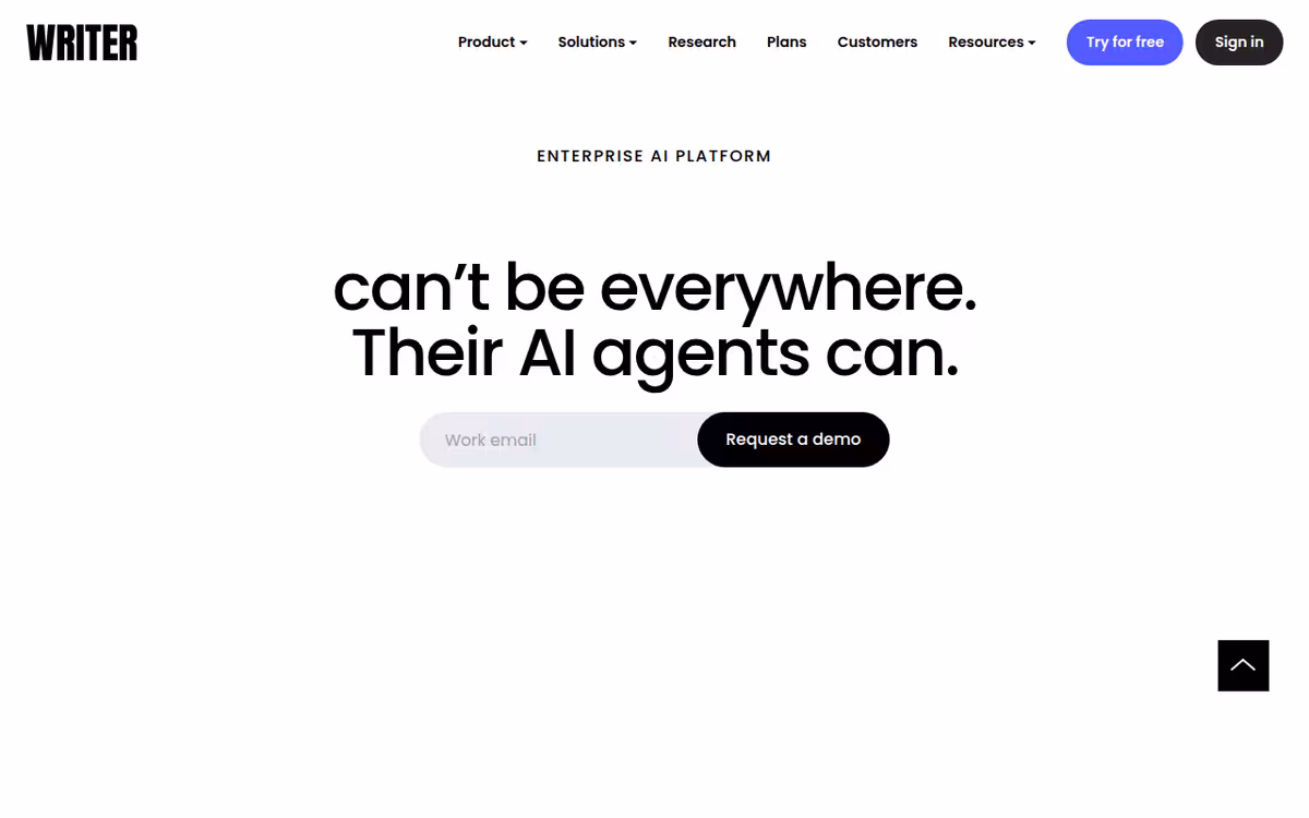 Writer homepage screenshot