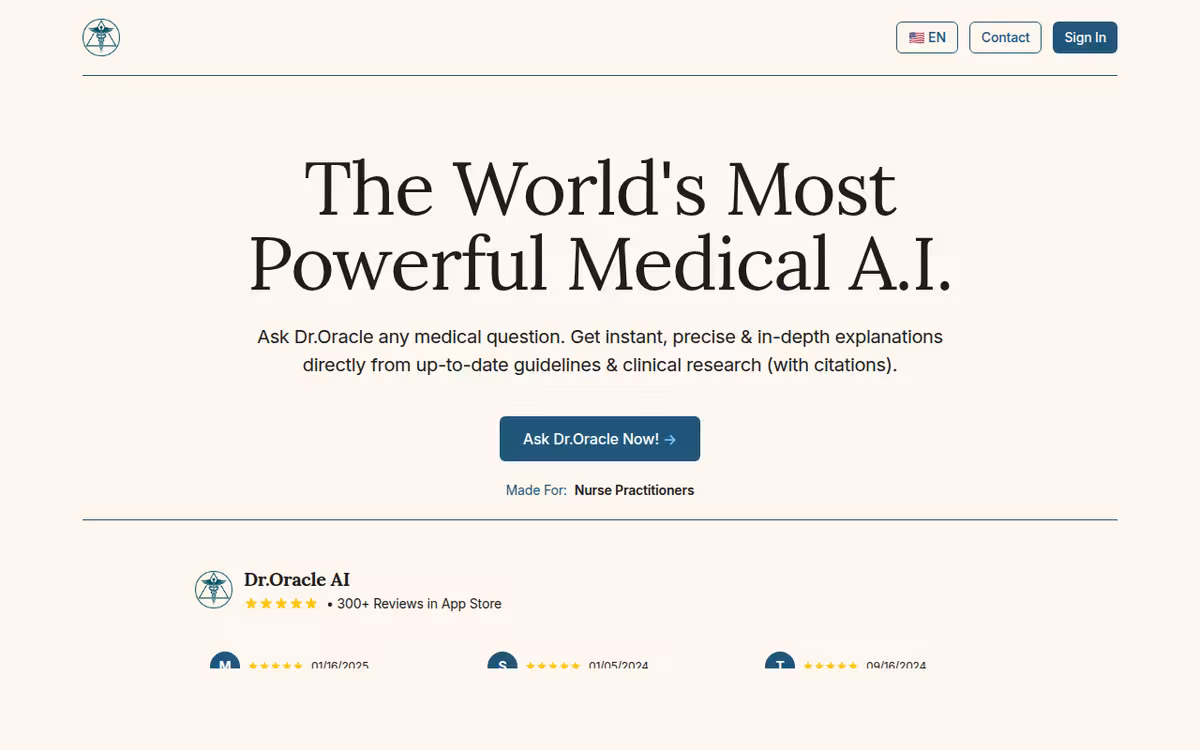 Dr. Oracle homepage screenshot