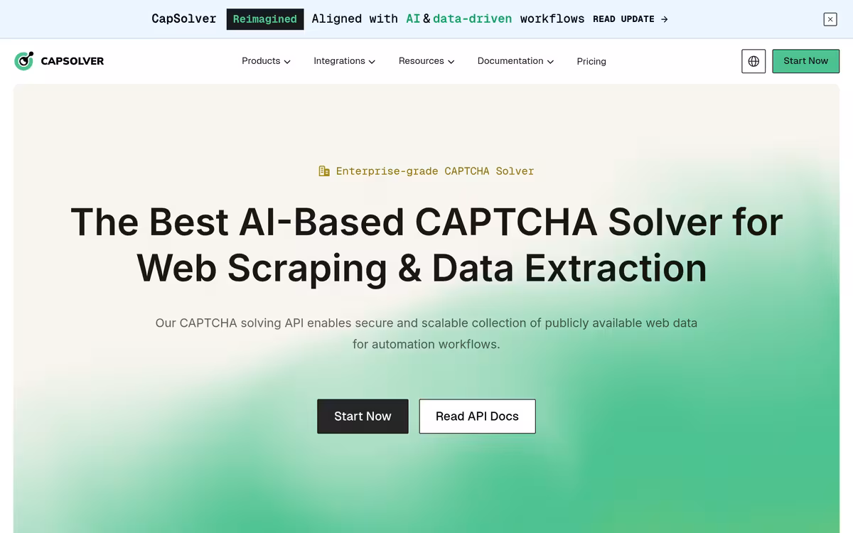Capsolver homepage screenshot