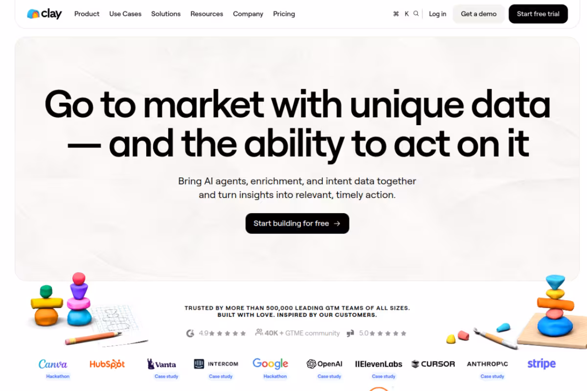 Clay homepage screenshot