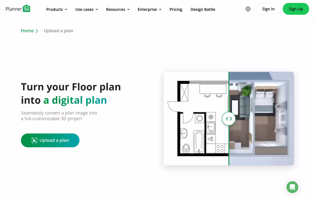 Planner 5D homepage screenshot