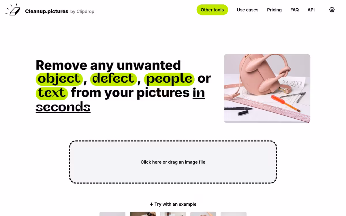 Cleanup.pictures homepage screenshot