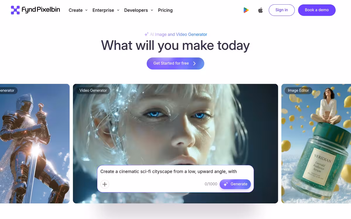 Pixelbin AI Studio homepage screenshot