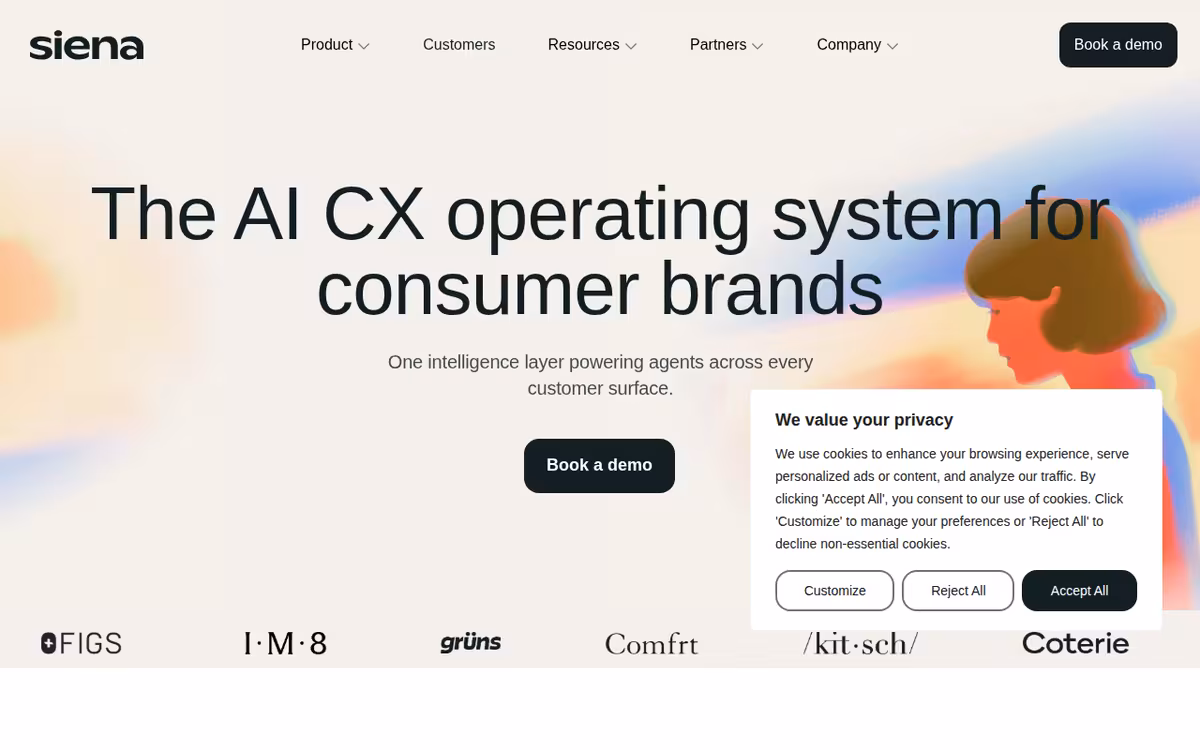 Siena AI homepage screenshot