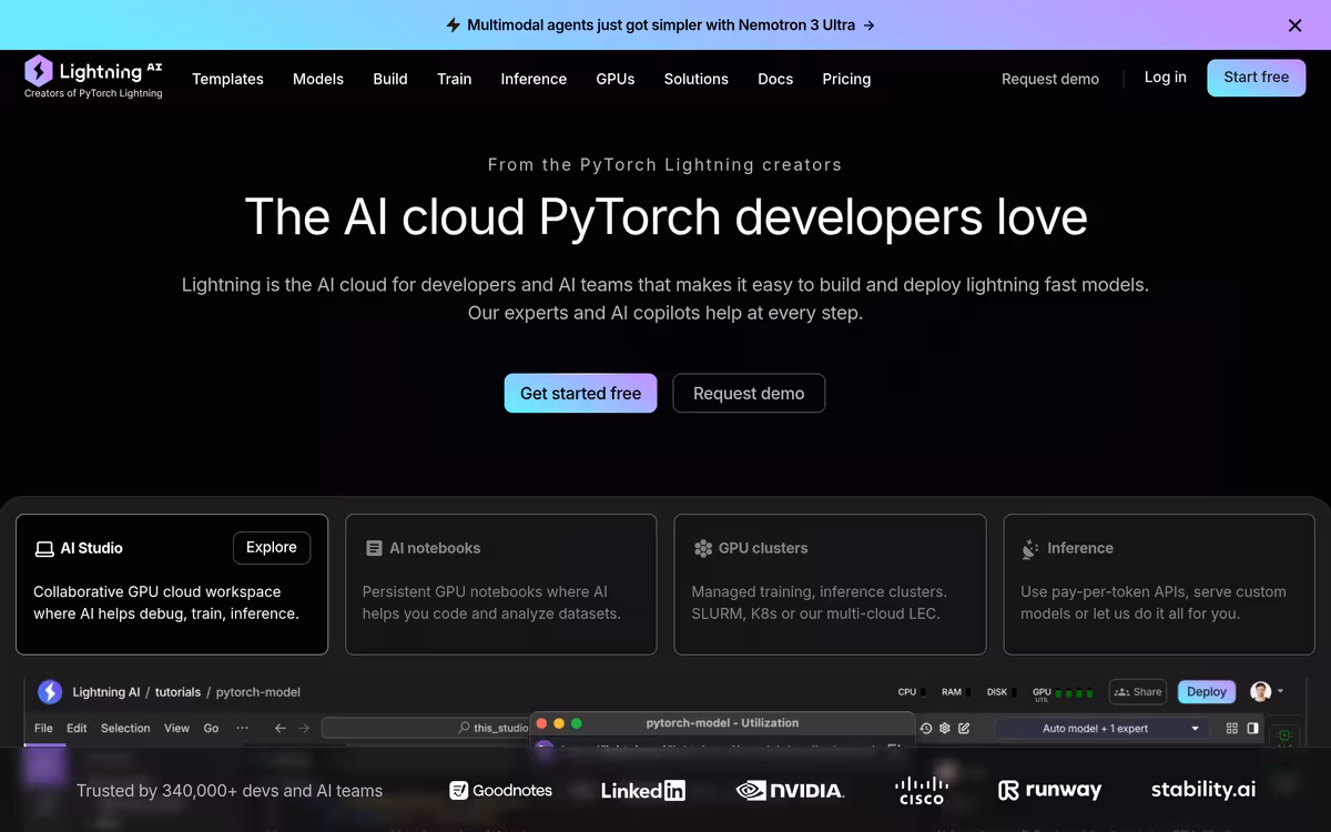 Lightning AI homepage screenshot