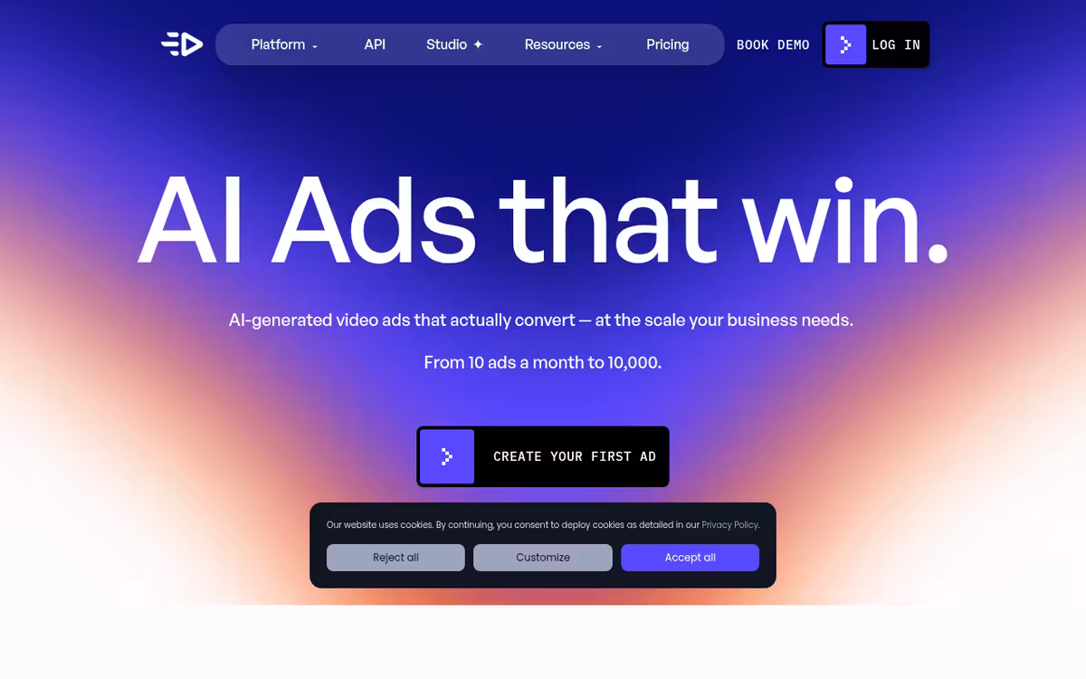 Creatify homepage screenshot