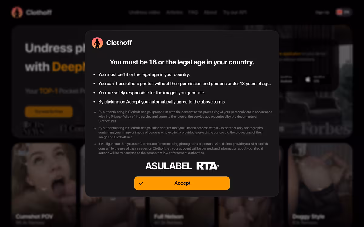 Clothoff homepage screenshot