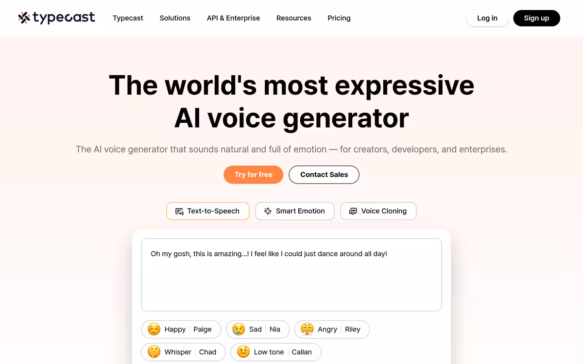 AI Voice Generator with Emotional Text to Speech homepage screenshot