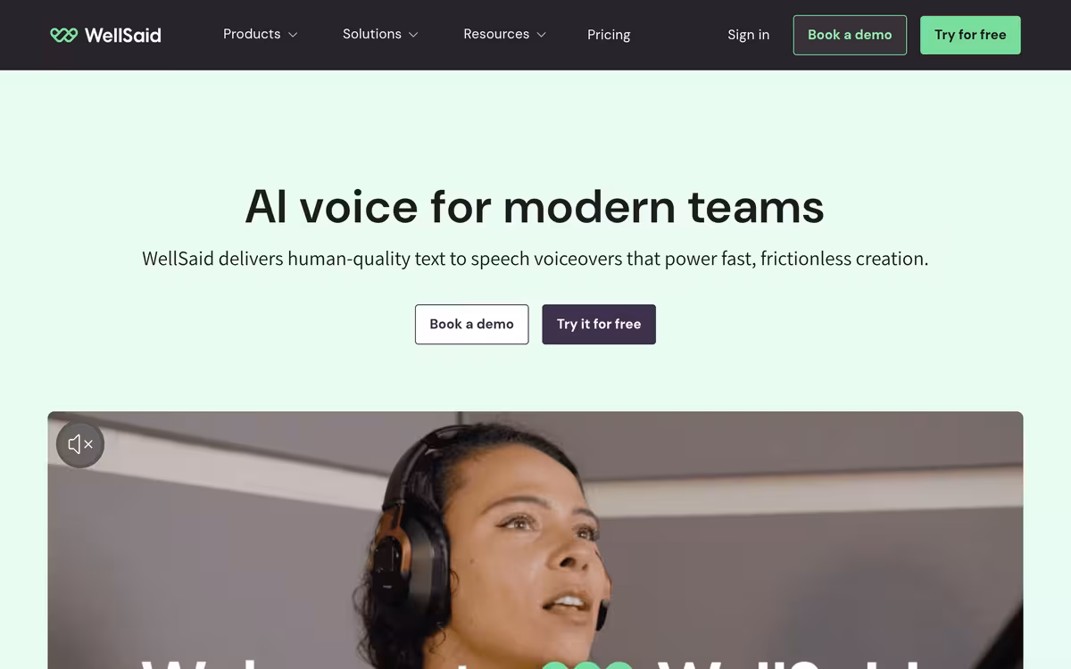 Wellsaidlabs homepage screenshot