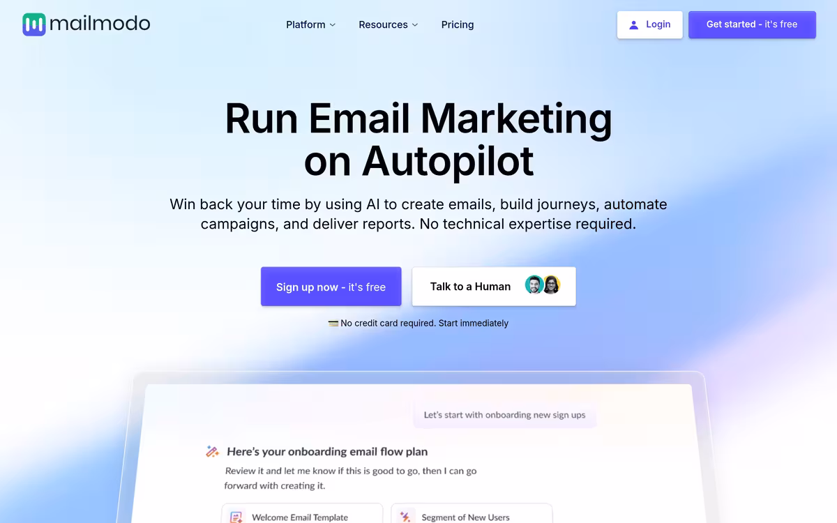 AI Email Marketing Software homepage screenshot