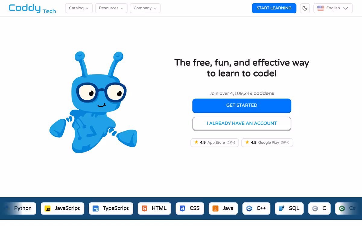 Coddy.Tech homepage screenshot