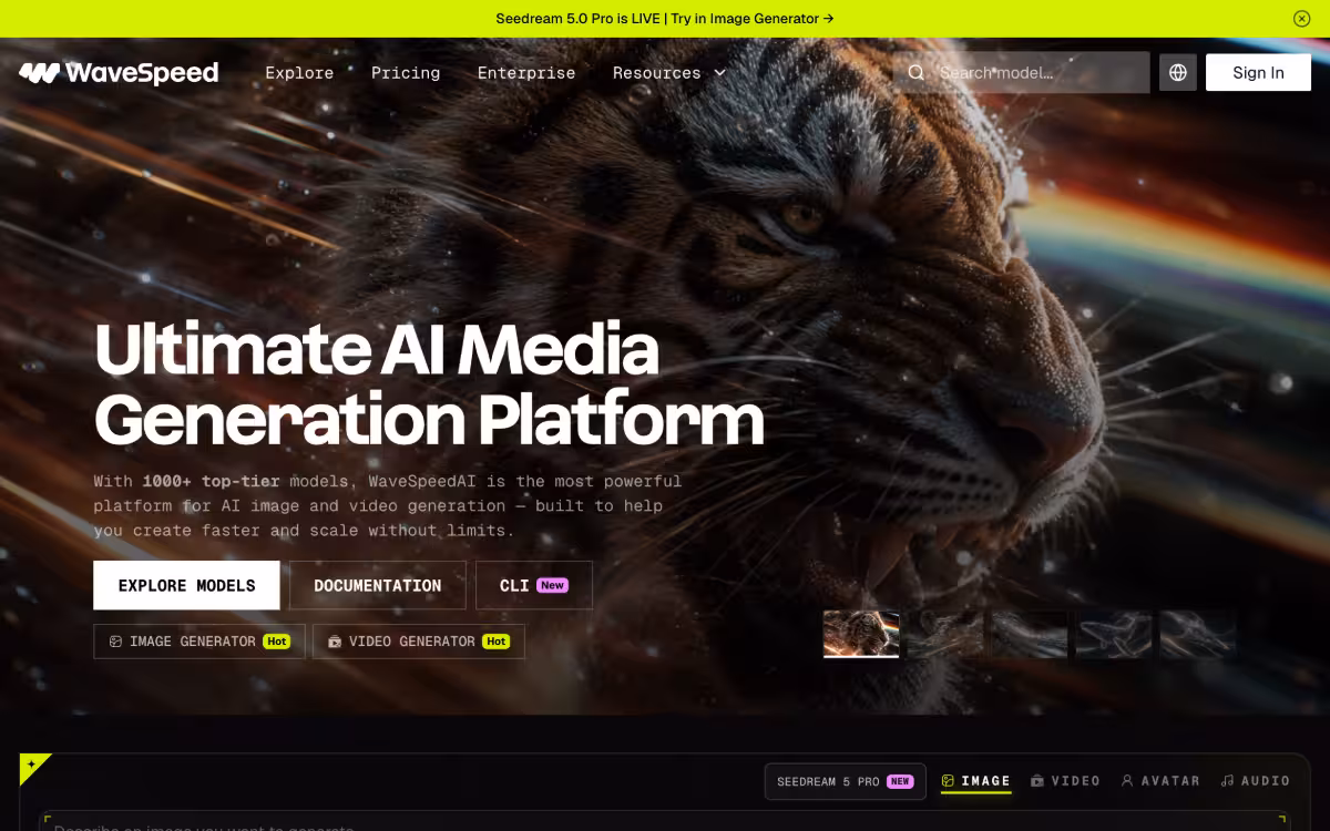 WaveSpeedAI homepage screenshot