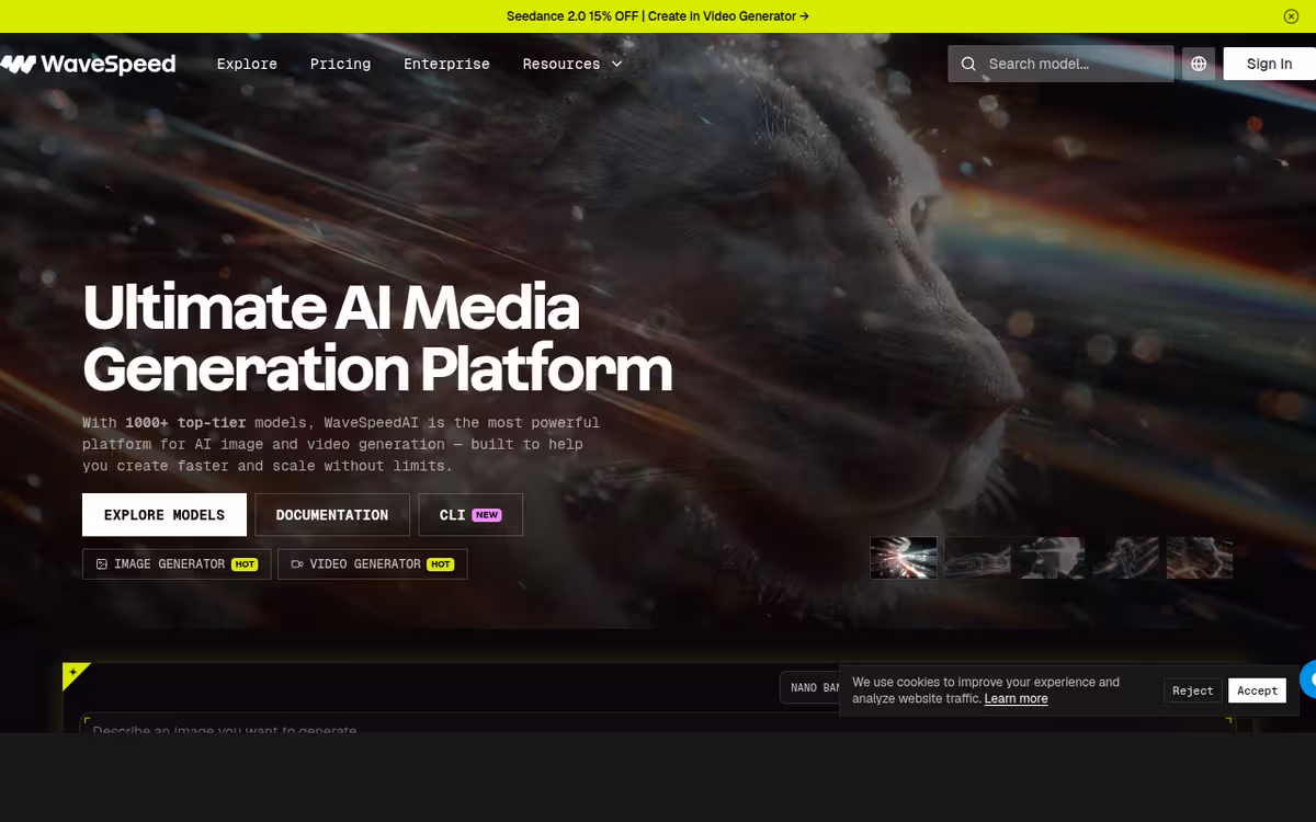 WaveSpeedAI homepage screenshot