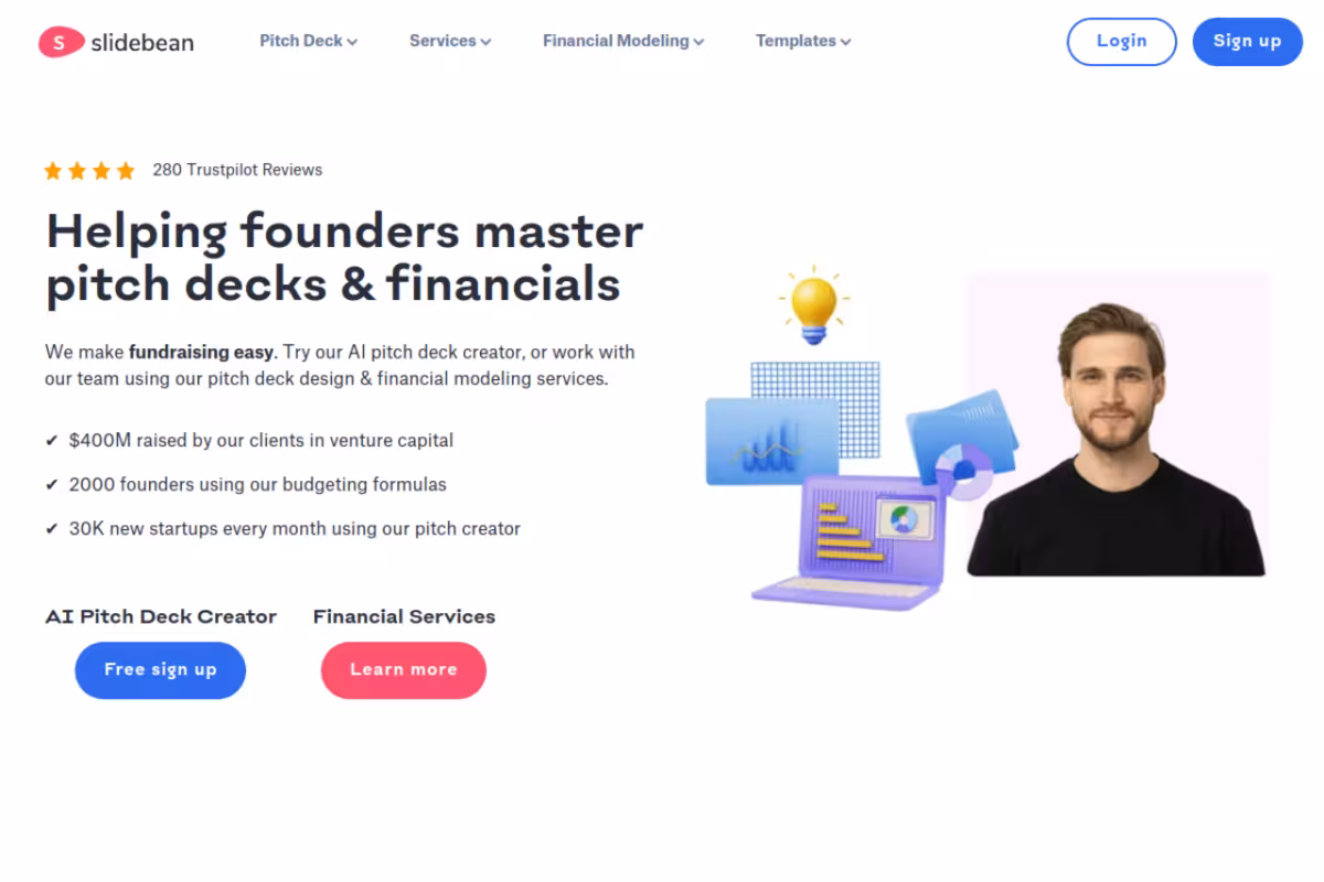 Slidebean homepage screenshot