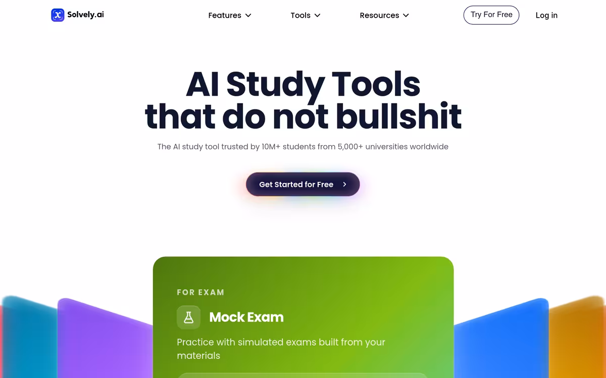 Solvely homepage screenshot