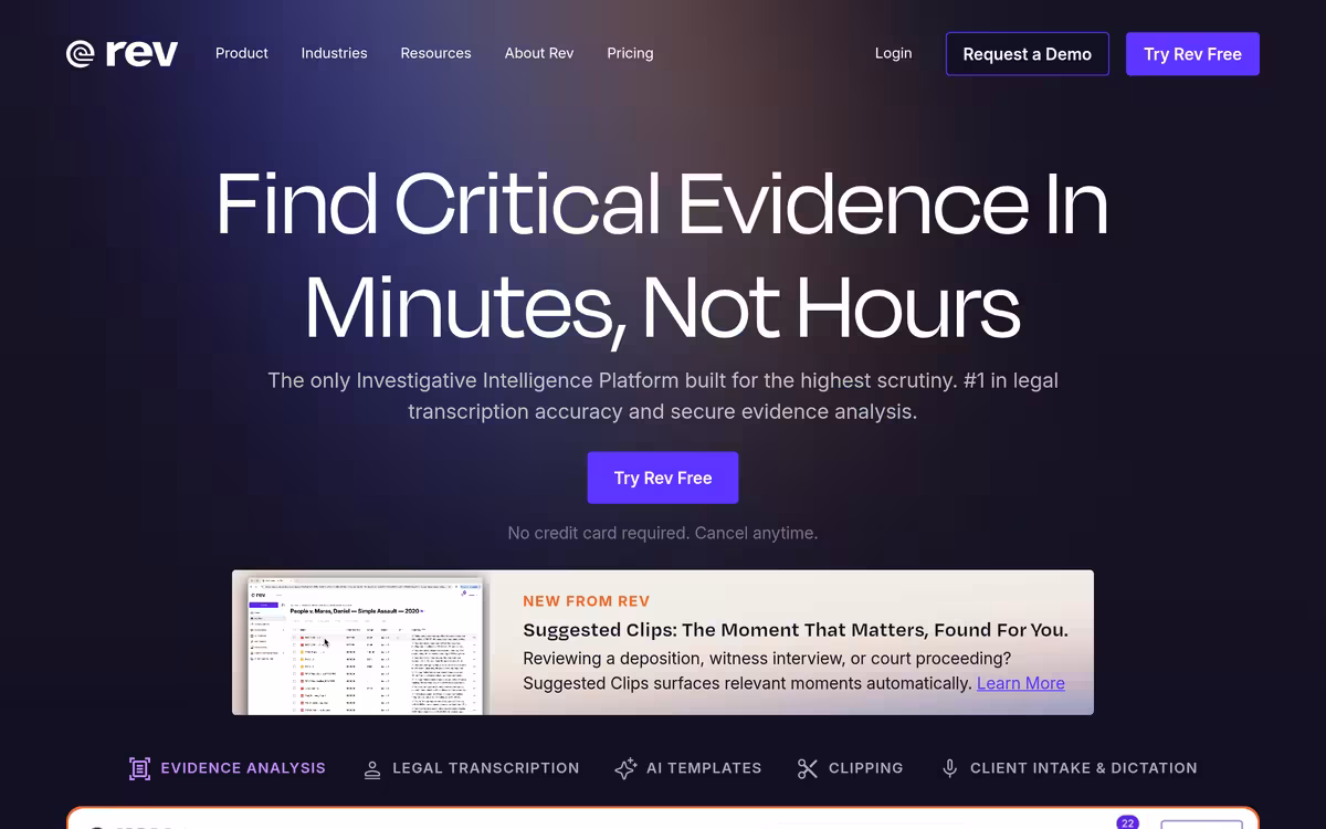 Rev homepage screenshot
