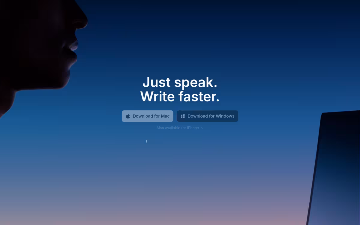 Superwhisper homepage screenshot