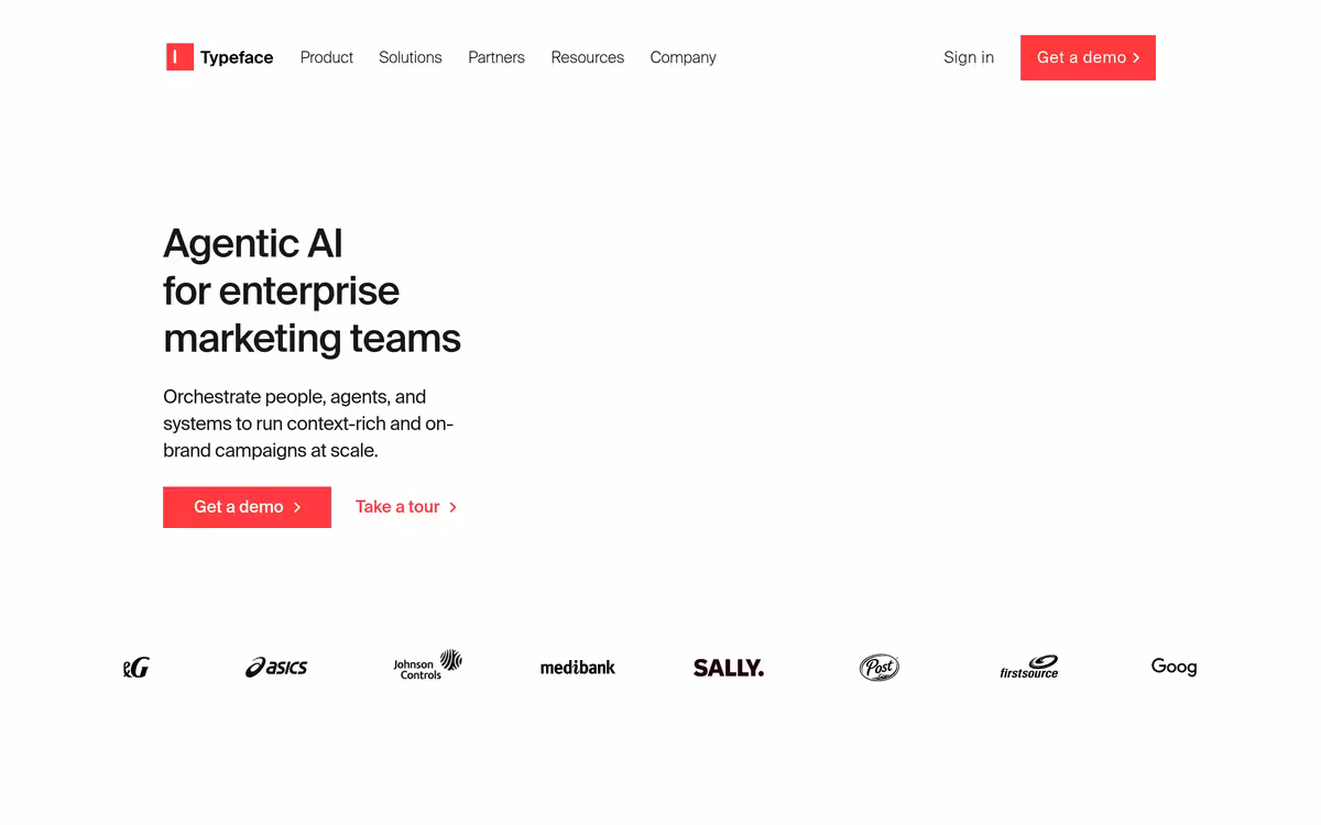 Typeface homepage screenshot
