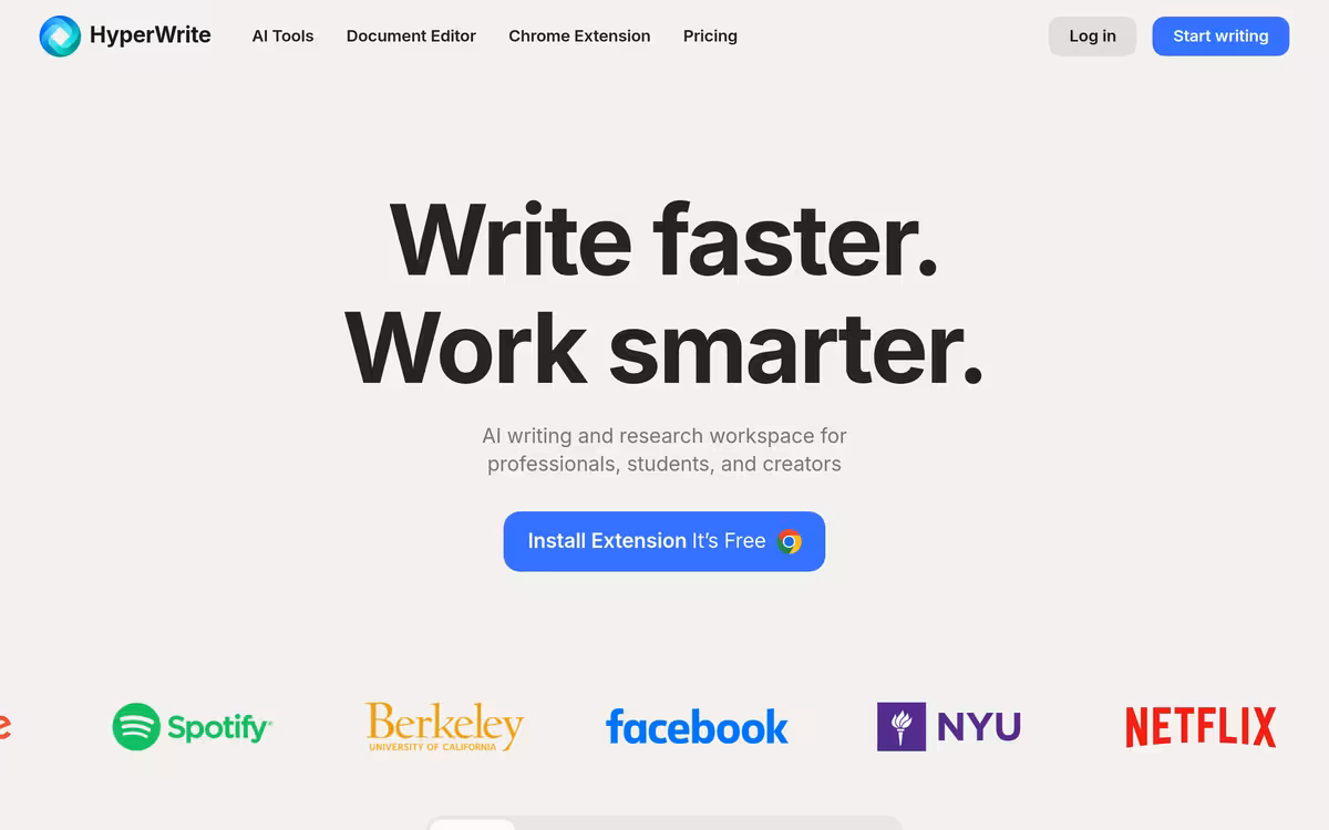 HyperWrite homepage screenshot