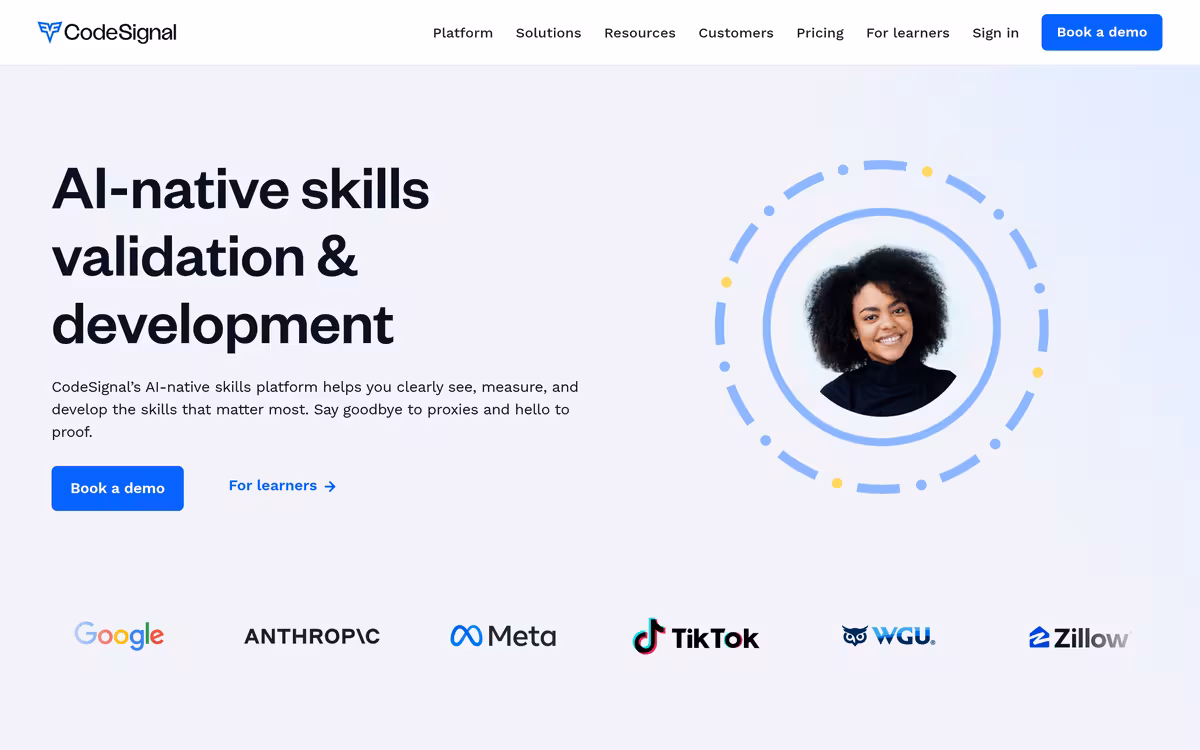 CodeSignal Learn homepage screenshot