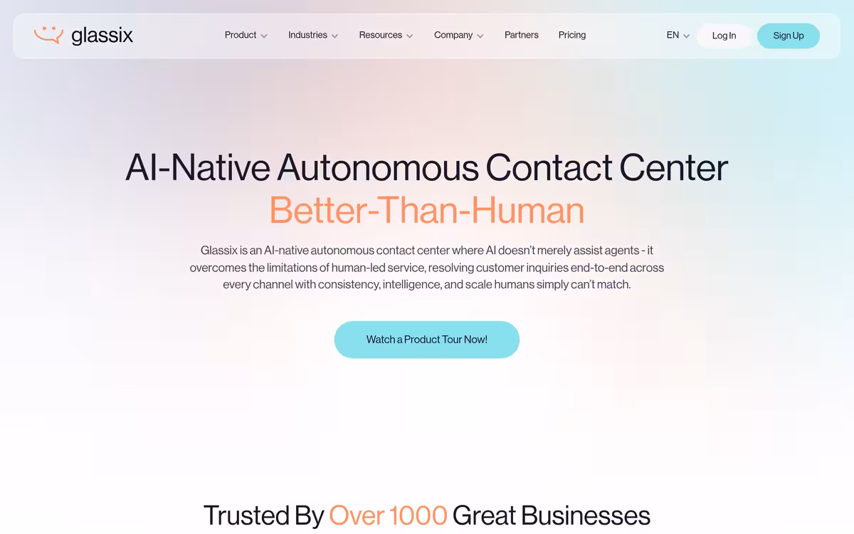 Glassix homepage screenshot