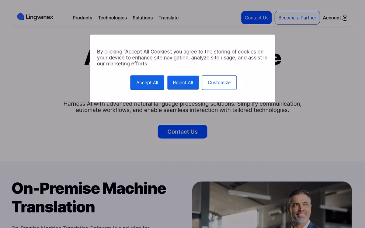 Lingvanex homepage screenshot