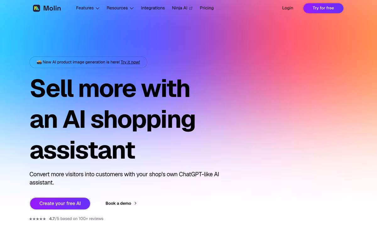 Molin AI homepage screenshot