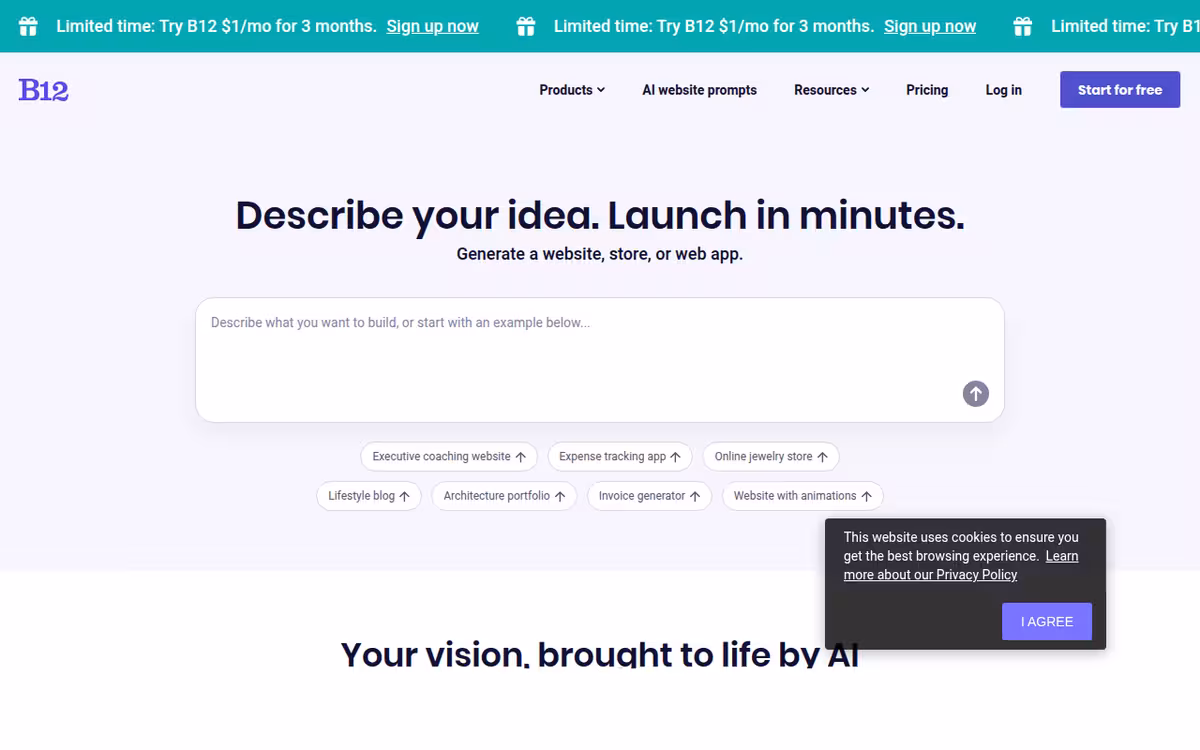 B12 homepage screenshot