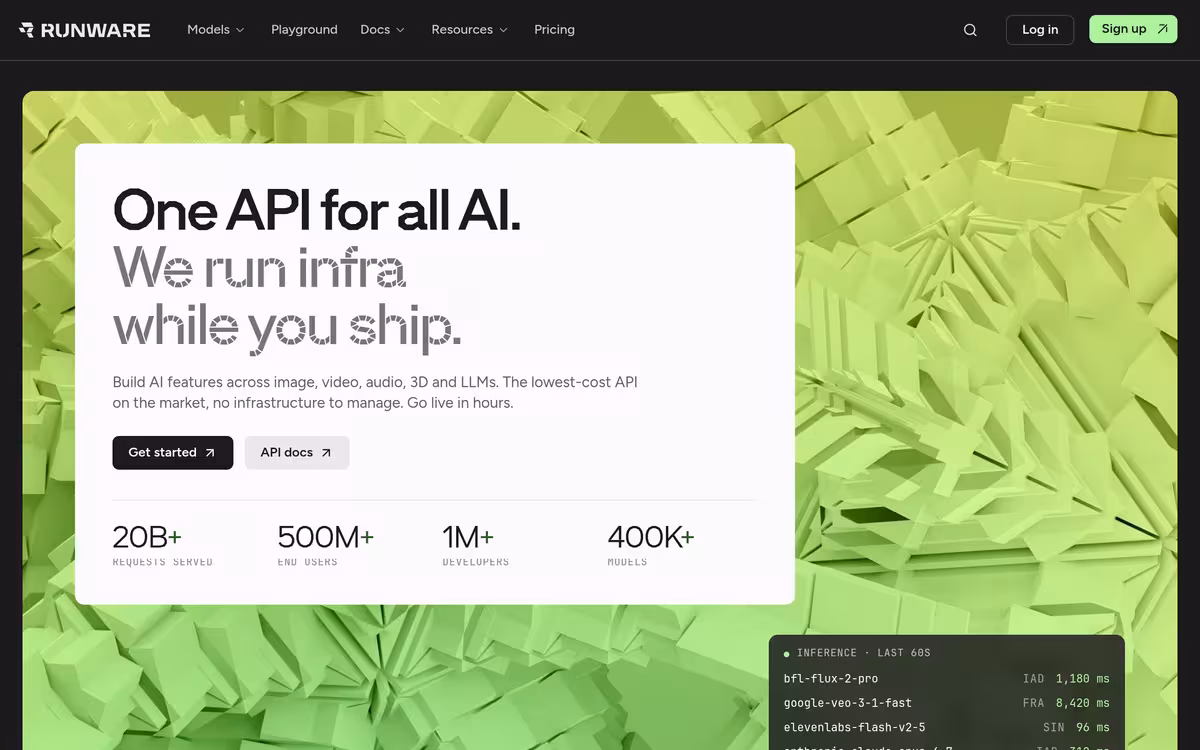 Runware homepage screenshot