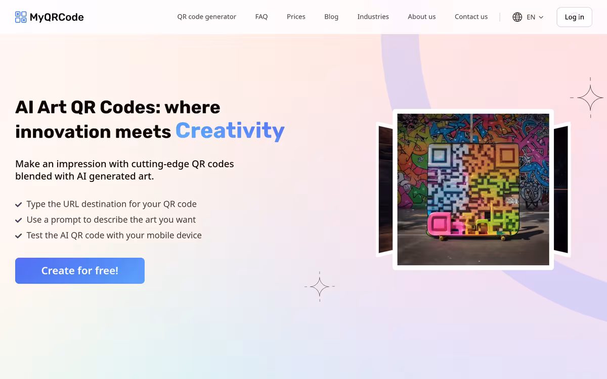 My QR Code homepage screenshot
