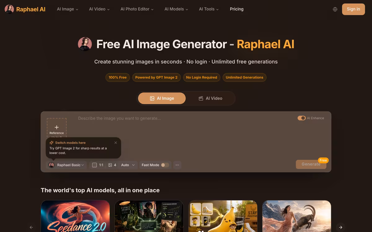 Raphael AI homepage screenshot