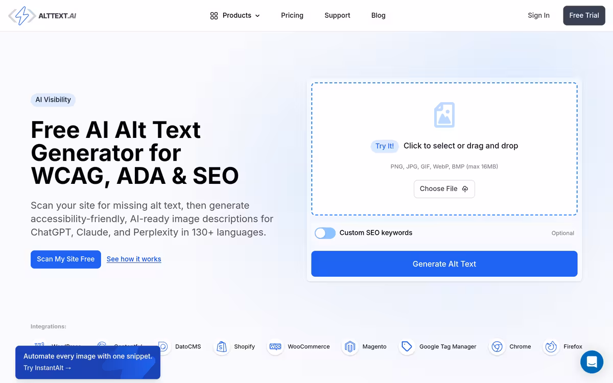 AltText.ai homepage screenshot