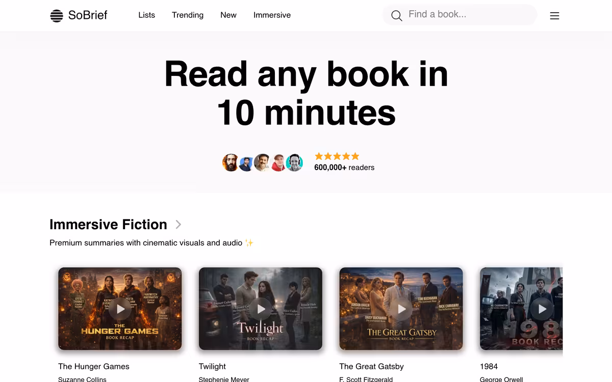 SoBrief homepage screenshot