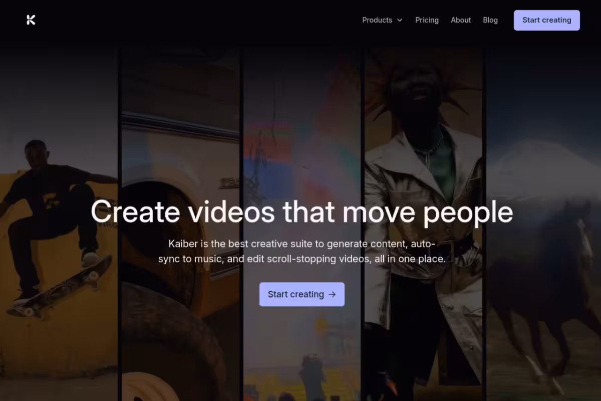 Kaiber AI homepage screenshot