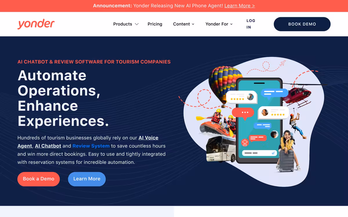 Yonder HQ homepage screenshot