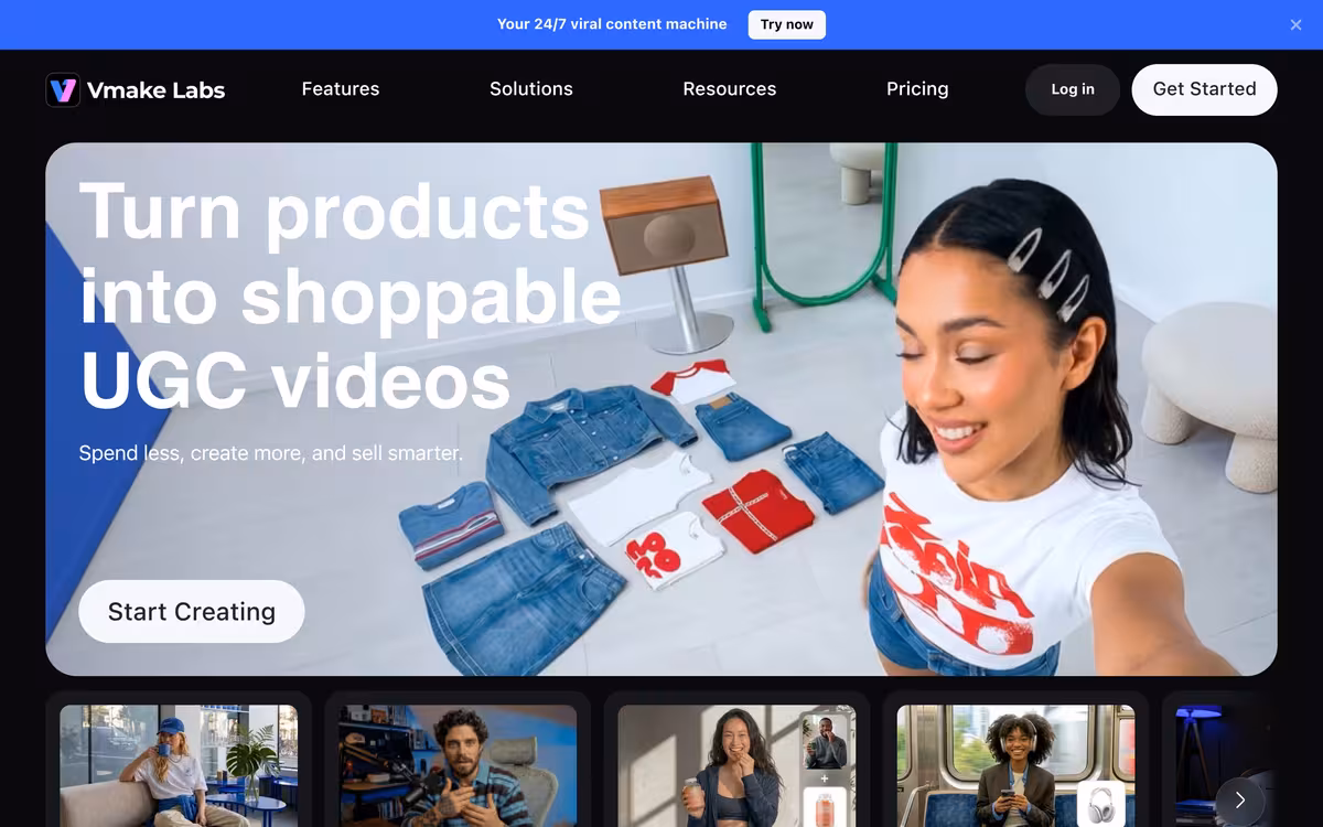 Vmake AI homepage screenshot