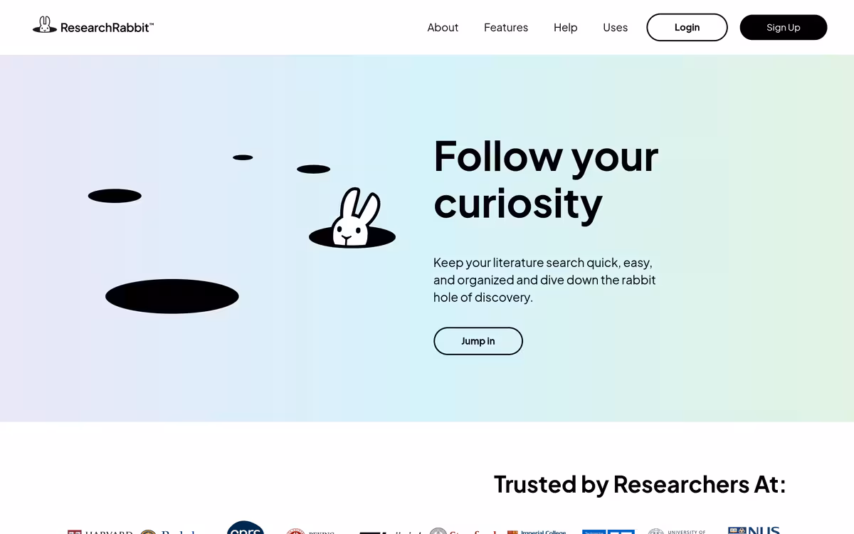 ResearchRabbit homepage screenshot