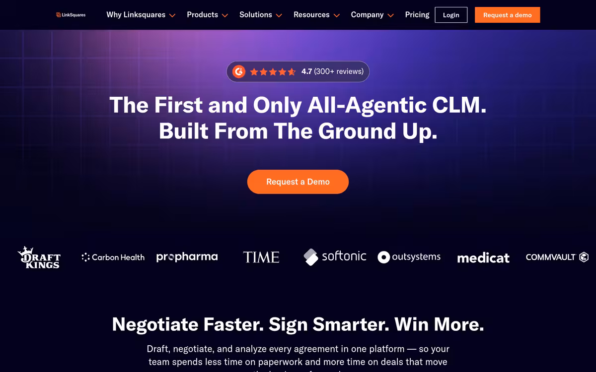 LinkSquares homepage screenshot