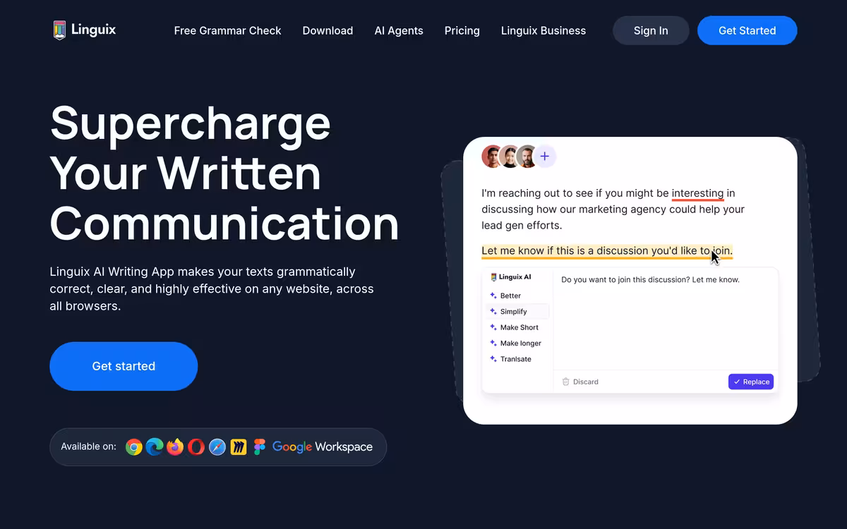 Linguix homepage screenshot