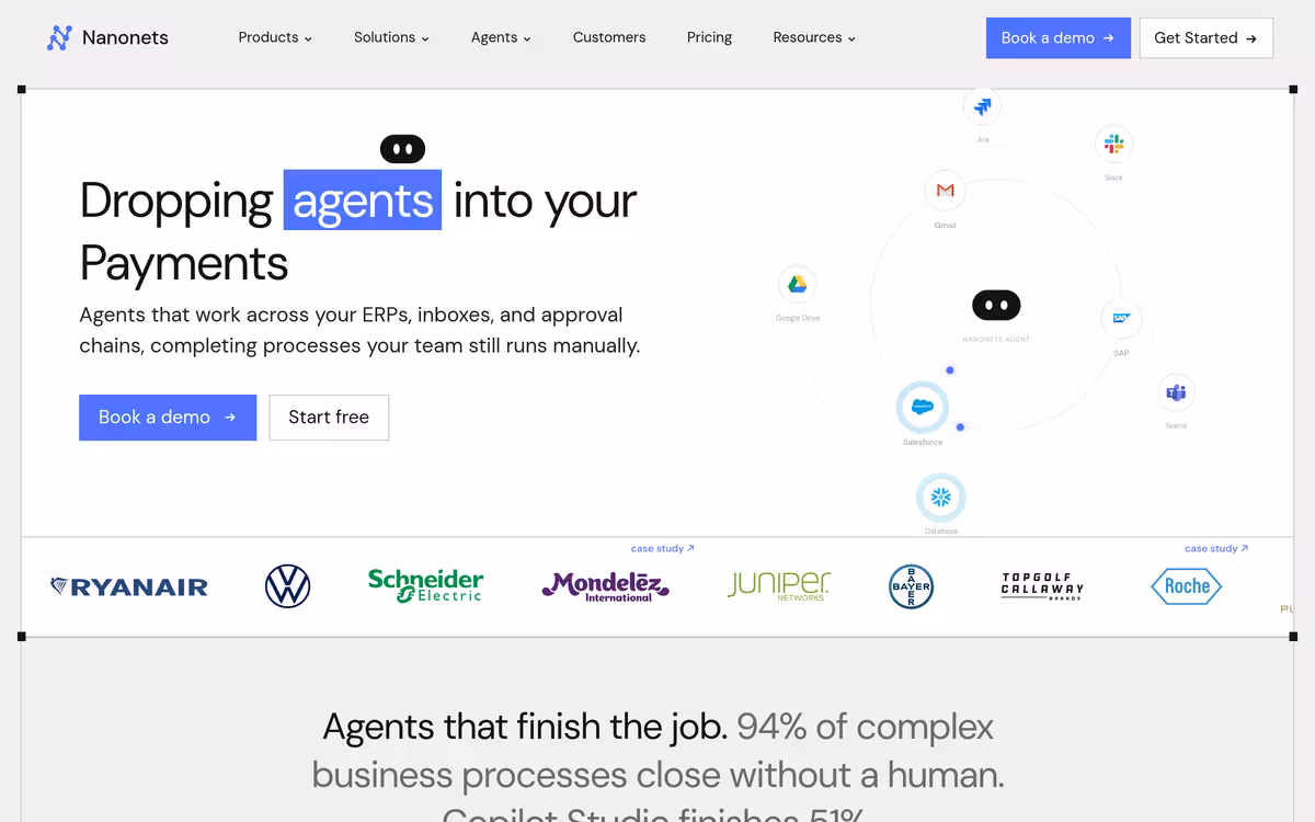 Nanonets homepage screenshot