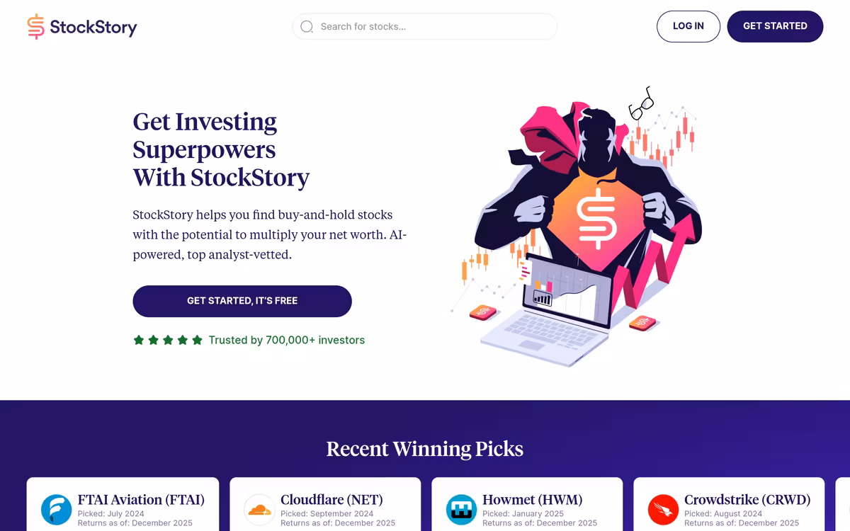StockStory homepage screenshot