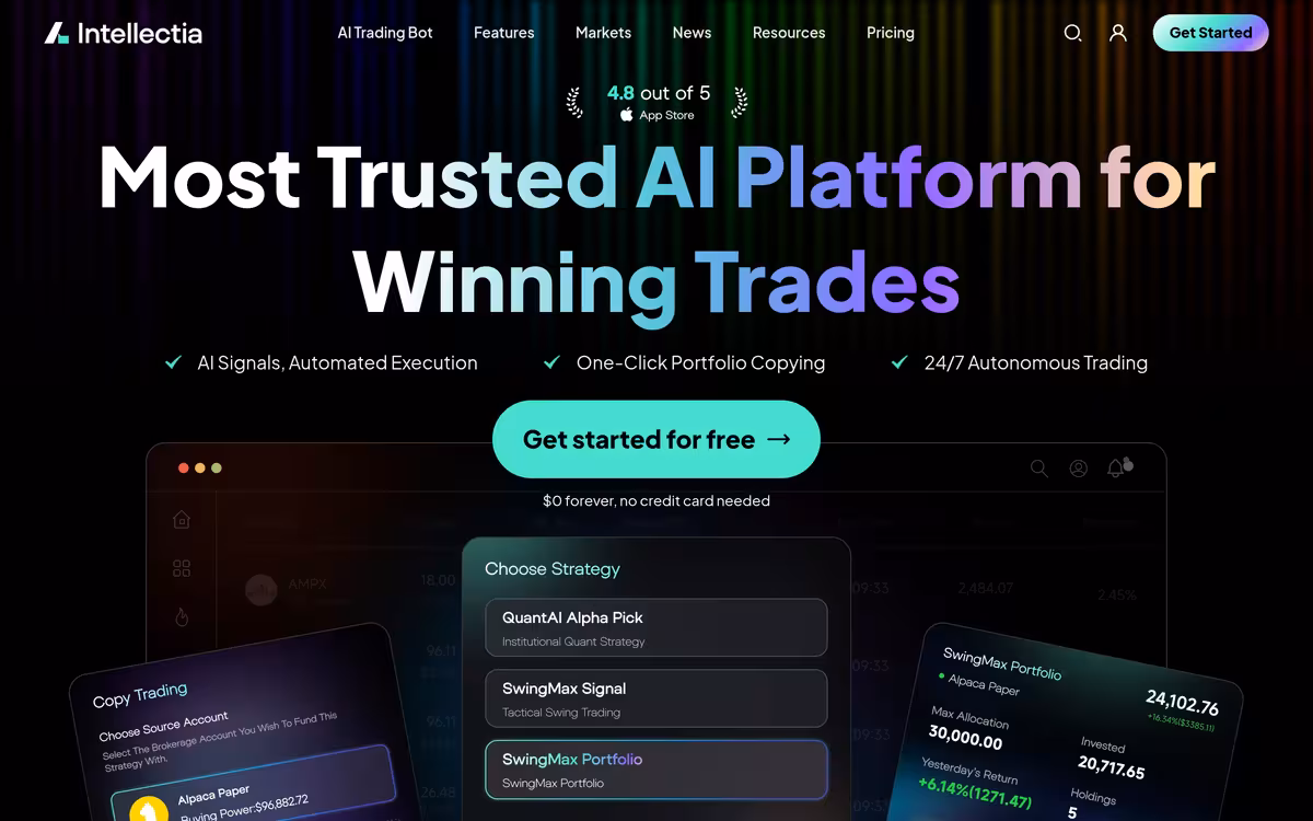 Intellectia AI™ homepage screenshot
