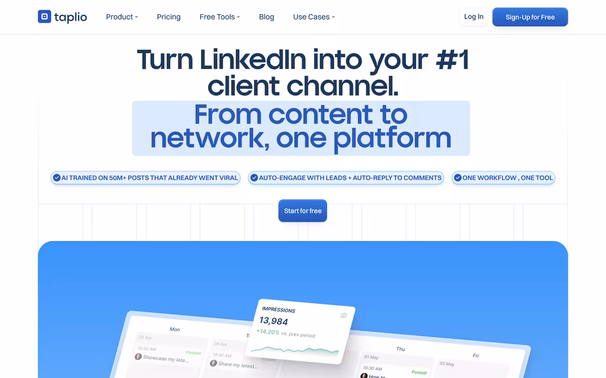 Taplio homepage screenshot