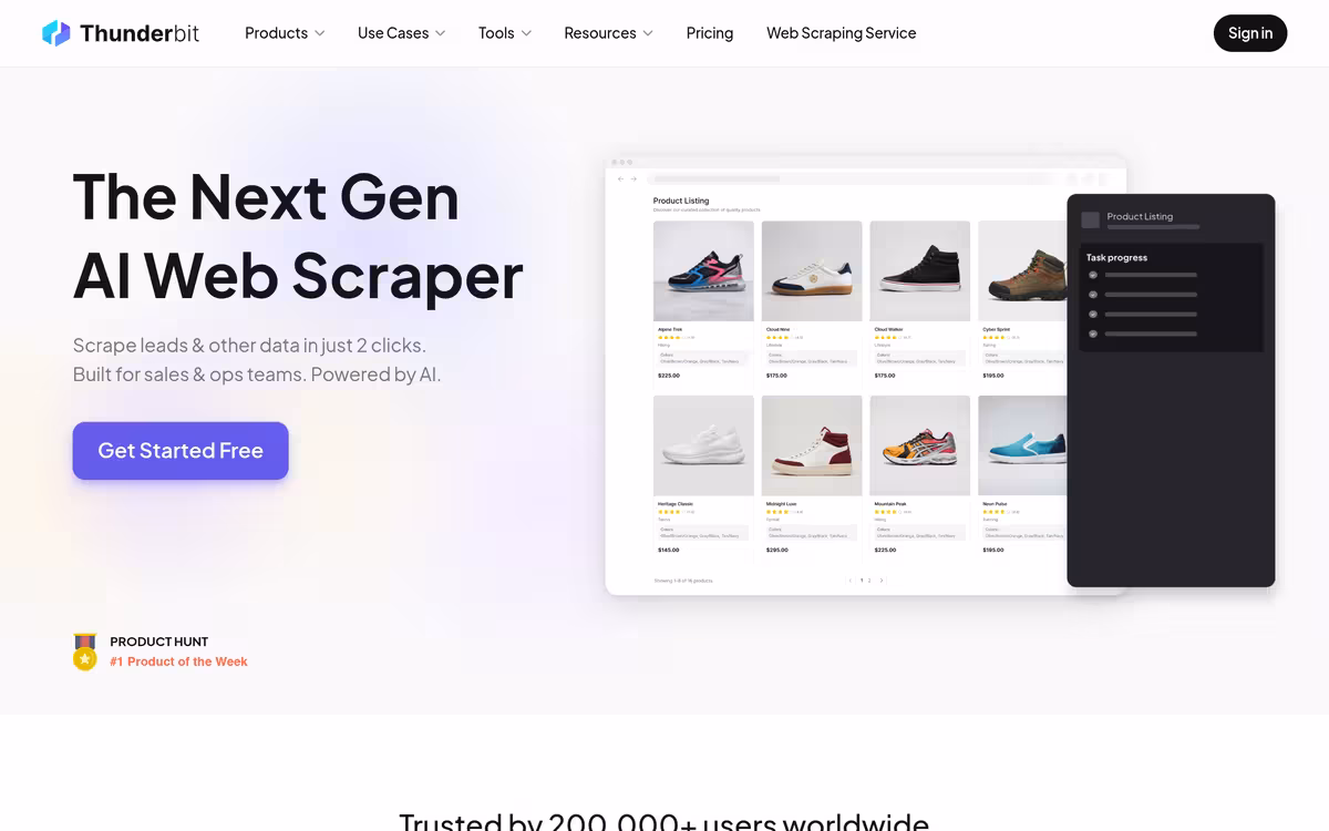 Thunderbit homepage screenshot