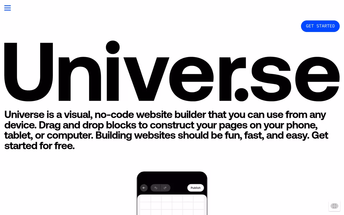 Univer.se homepage screenshot