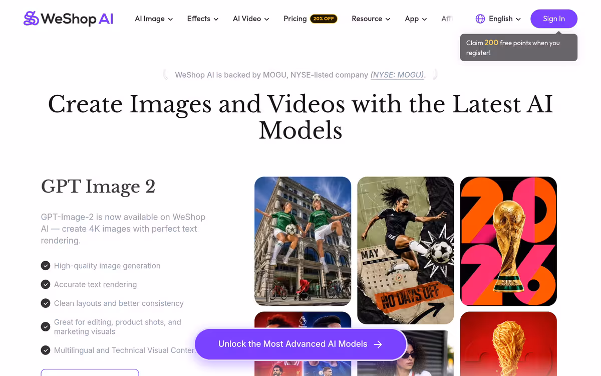 WeShop AI homepage screenshot