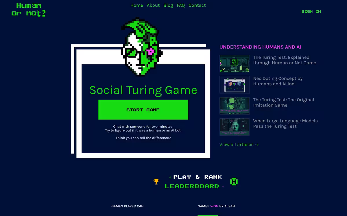 Human or Not homepage screenshot