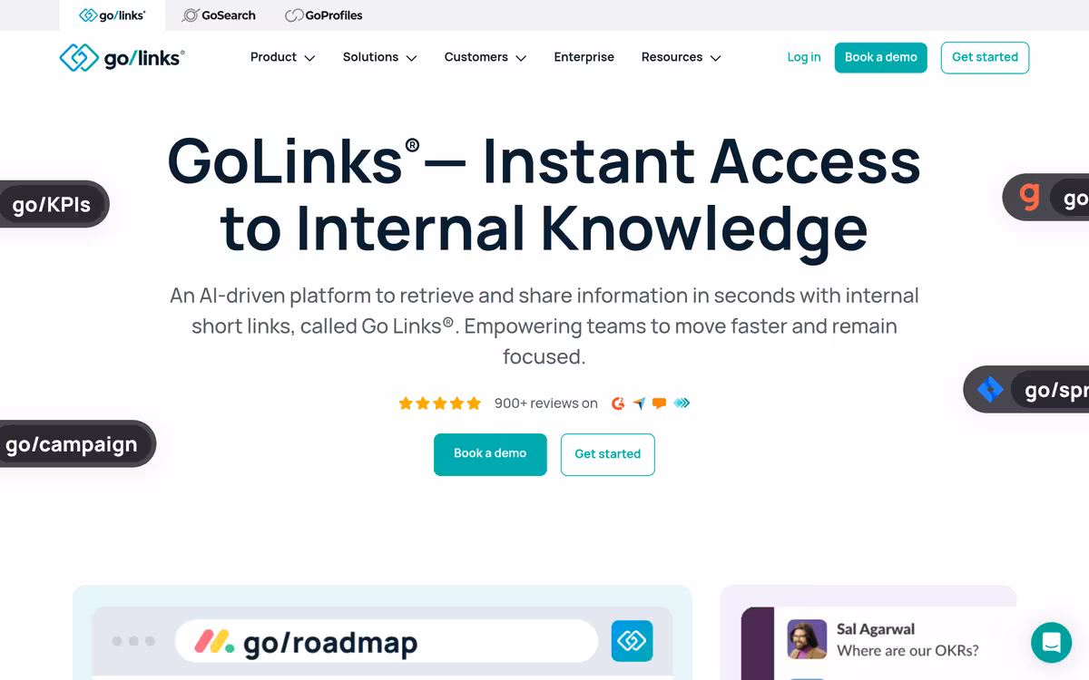 GoLinks® homepage screenshot