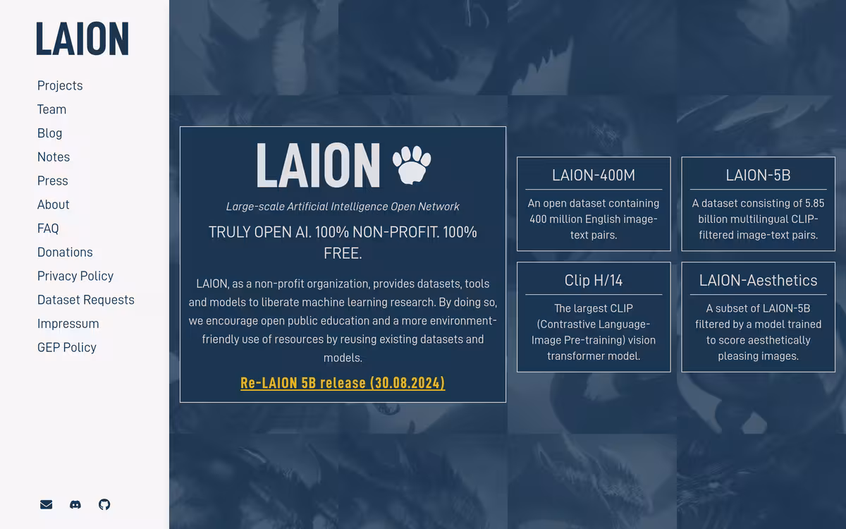 Laion homepage screenshot